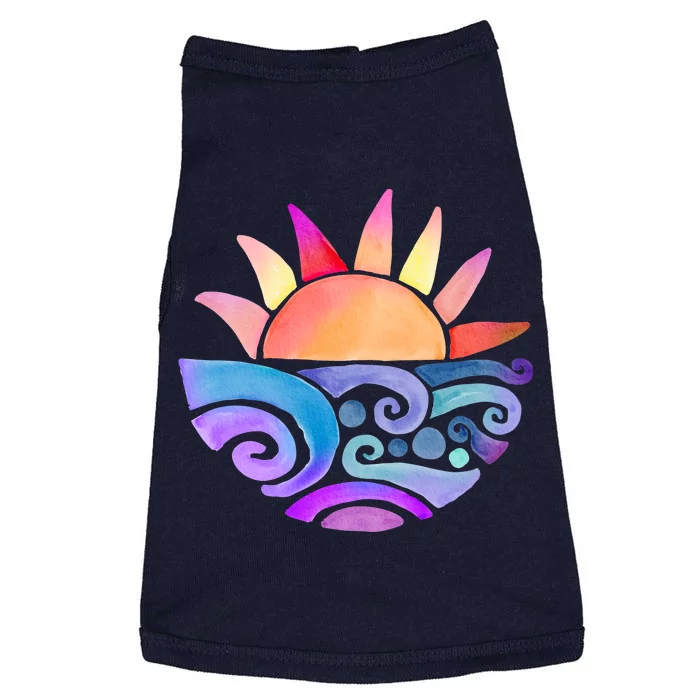 Summer Water Color Sunset Beach Doggie Tank