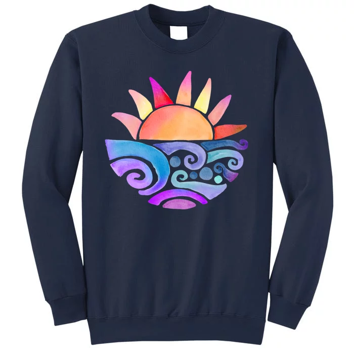 Summer Water Color Sunset Beach Sweatshirt