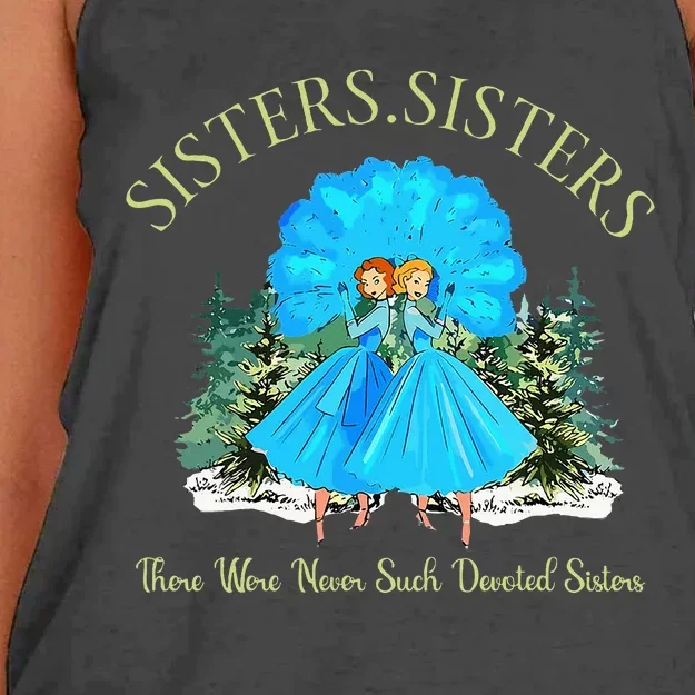 Sisters White Christmas Movie 1954 Snow Xmas Holiday Pajamas Women's Knotted Racerback Tank