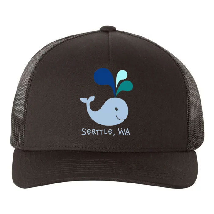 Seattle Washington Cute Whale Lover Cartoon Yupoong Adult 5-Panel Trucker Hat