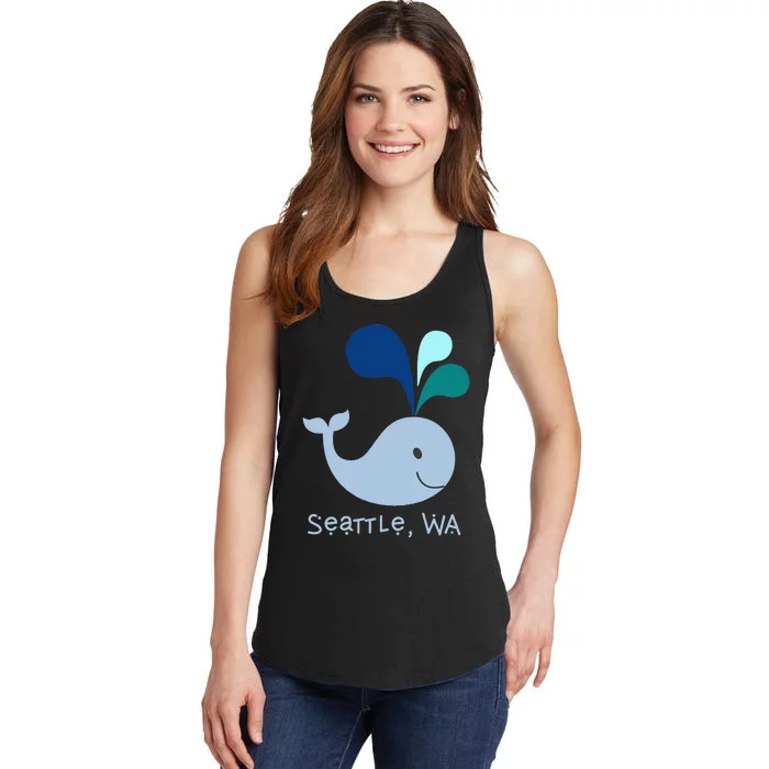 Seattle Washington Cute Whale Lover Cartoon Ladies Essential Tank