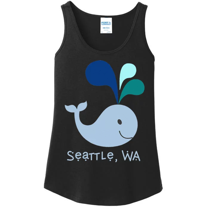 Seattle Washington Cute Whale Lover Cartoon Ladies Essential Tank