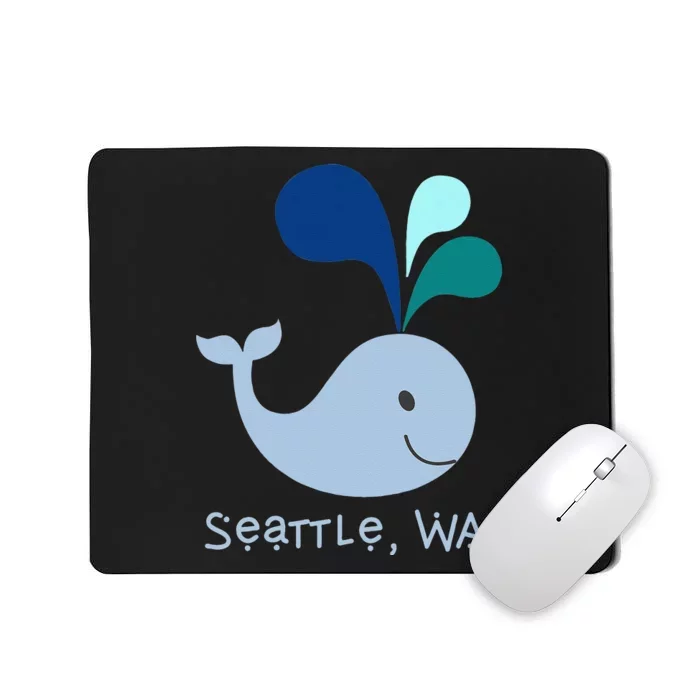 Seattle Washington Cute Whale Lover Cartoon Mousepad