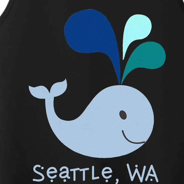 Seattle Washington Cute Whale Lover Cartoon Performance Tank