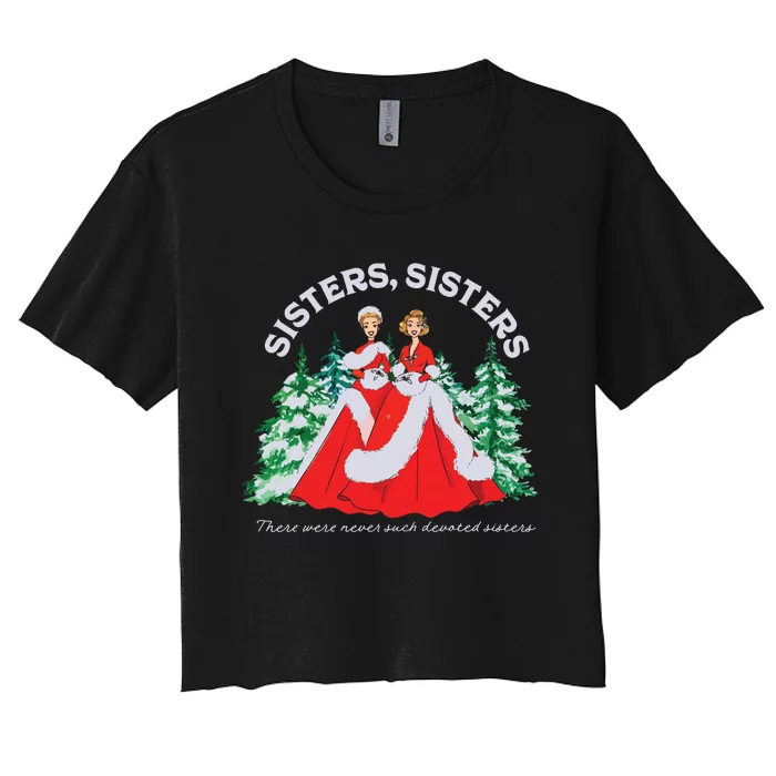 Sisters White Christmas Movie 1954 Xmas Snow Holiday Pajamas Women's Crop Top Tee