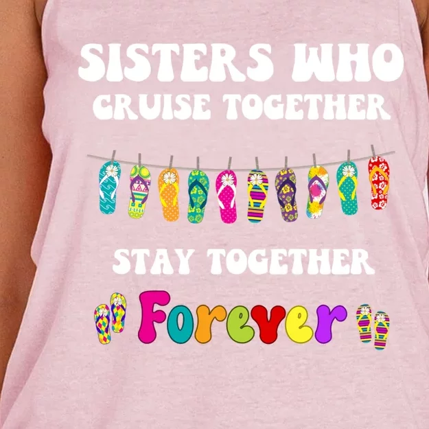 Sisters Who Cruise Together Cruising Vacation Group Matching Gift Women's Knotted Racerback Tank