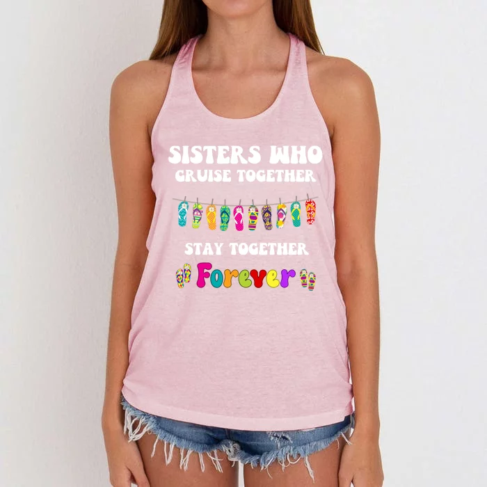 Sisters Who Cruise Together Cruising Vacation Group Matching Gift Women's Knotted Racerback Tank