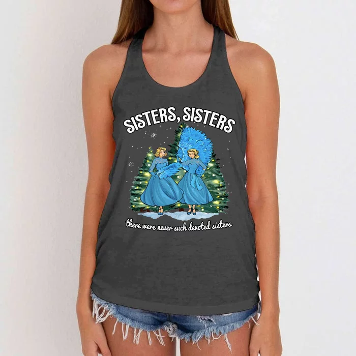 Sisters White Christmas Movie 1954 Xmas Snow Holiday Pajamas Women's Knotted Racerback Tank