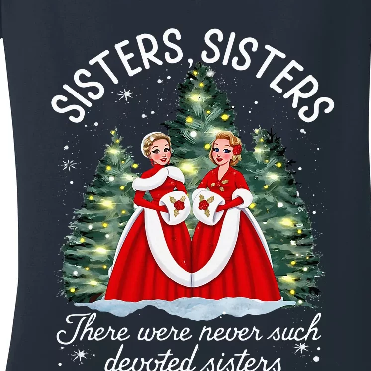 Sisters White Christmas Movie 1954 Xmas Snow Holiday Pajamas Women's V-Neck T-Shirt