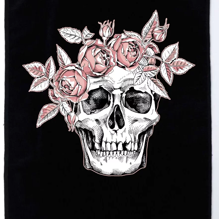 Skull With Crown Of Pink Roses Platinum Collection Golf Towel