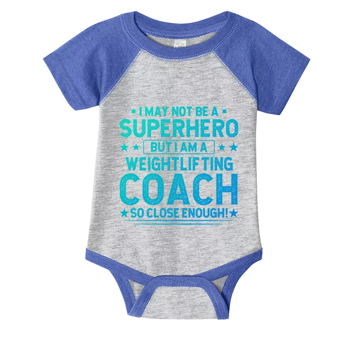 Superhero Weightlifting Coach Funny Weightlifting Coach Gift Infant Baby Jersey Bodysuit