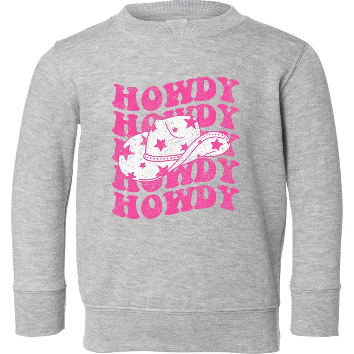 Southern Western Cowgirl Rodeo Pink Hat Toddler Sweatshirt