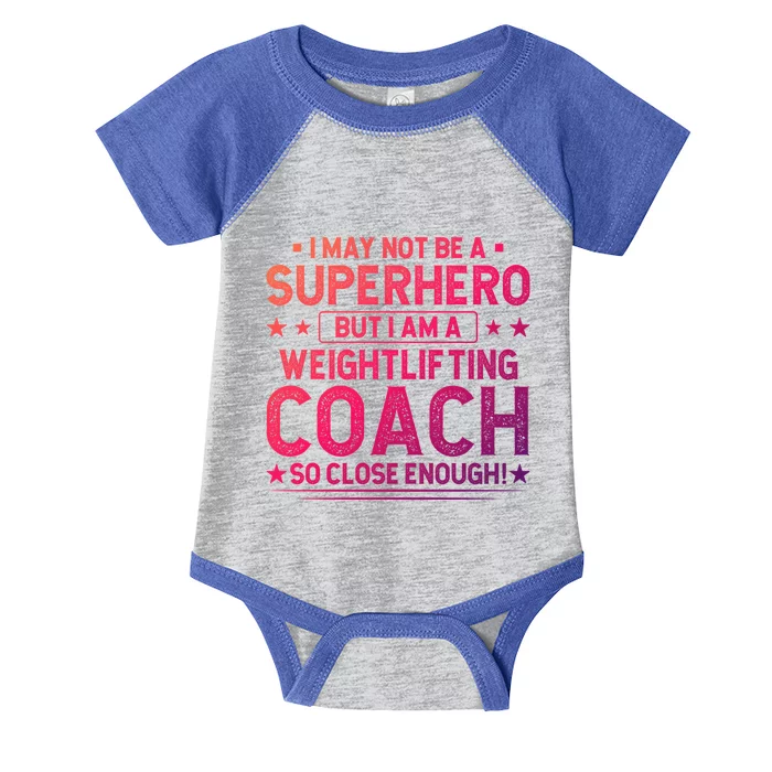 Superhero Weightlifting Coach Funny Weightlifting Coach Gift Infant Baby Jersey Bodysuit