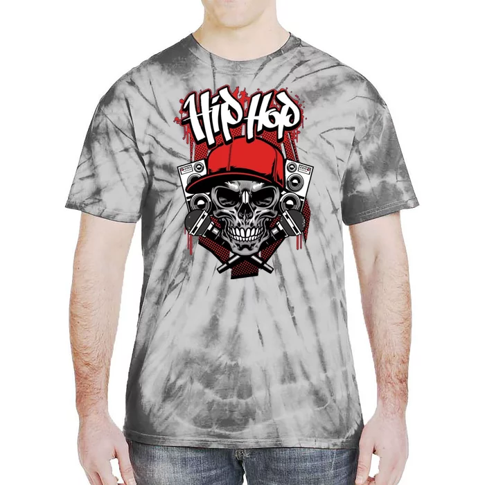 Skull Wearing Cap Tie-Dye T-Shirt