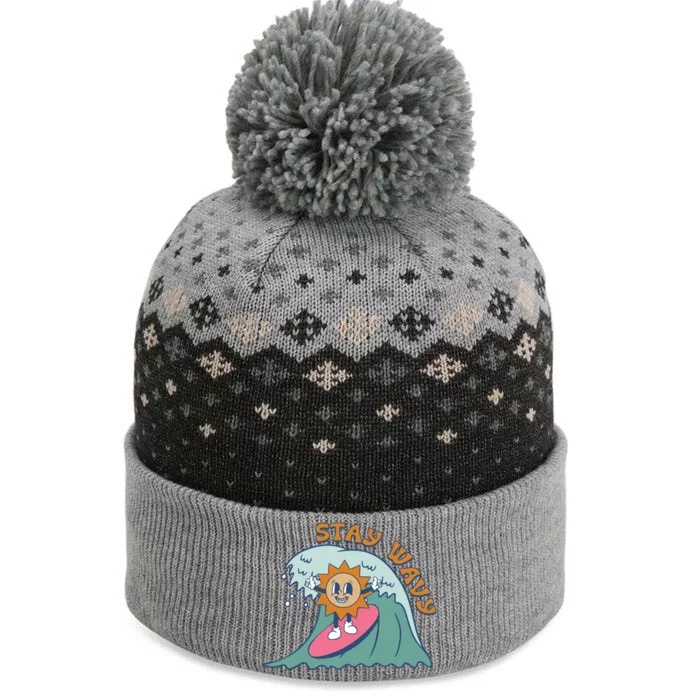 Stay Wavy Cool Summer Waves The Baniff Cuffed Pom Beanie