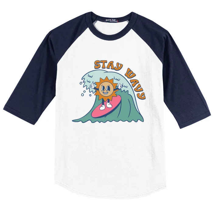 Stay Wavy Cool Summer Waves Baseball Sleeve Shirt