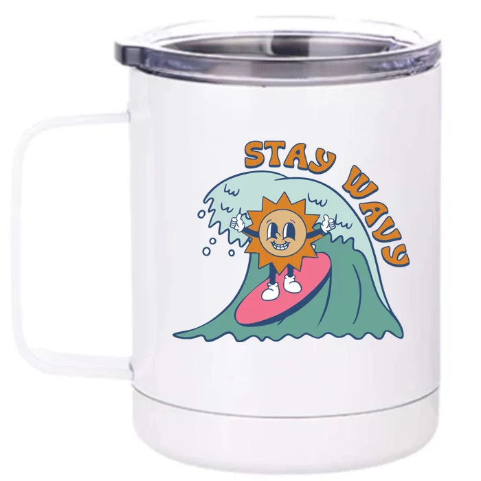 Stay Wavy Cool Summer Waves Front & Back 12oz Stainless Steel Tumbler Cup