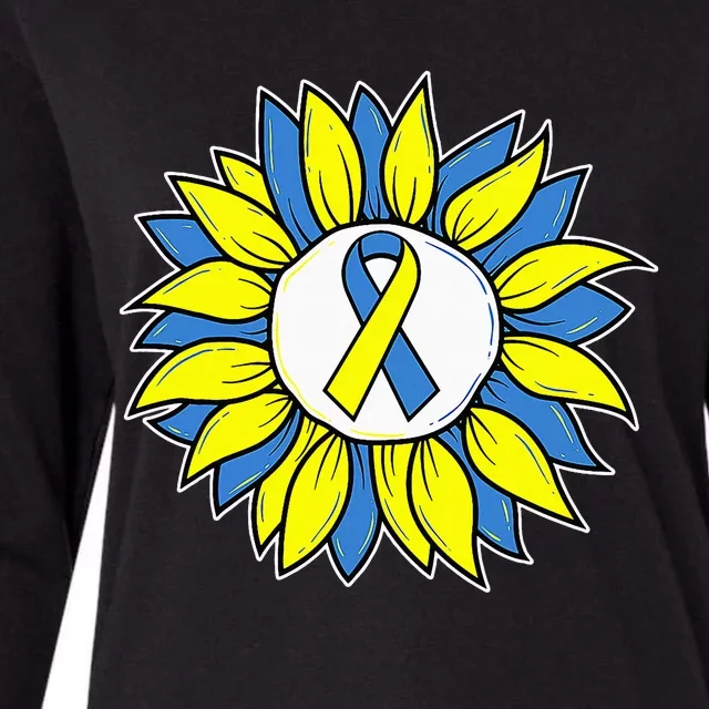 Sunflower World Down Syndrome Awareness Day T21 Womens Cotton Relaxed Long Sleeve T-Shirt