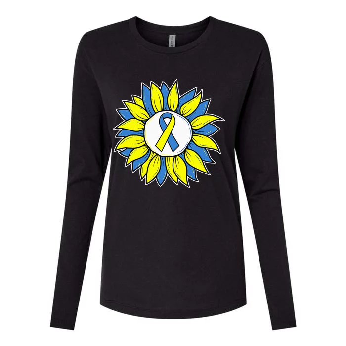 Sunflower World Down Syndrome Awareness Day T21 Womens Cotton Relaxed Long Sleeve T-Shirt