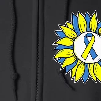 Sunflower World Down Syndrome Awareness Day T21 Full Zip Hoodie