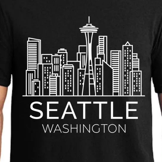 Seattle Washington Downtown Skyline Hoodie Souvenir Hoodie Pajama Set