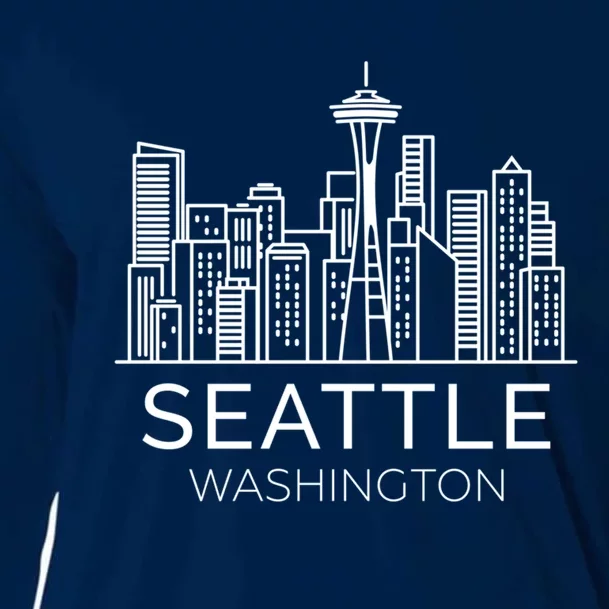 Seattle Washington Downtown Skyline Hoodie Souvenir Hoodie Cooling Performance Long Sleeve Crew