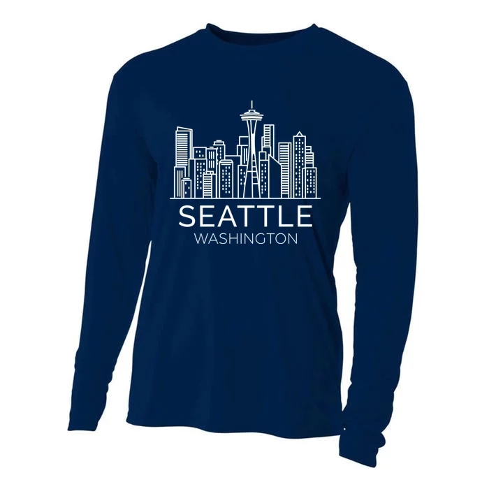 Seattle Washington Downtown Skyline Hoodie Souvenir Hoodie Cooling Performance Long Sleeve Crew