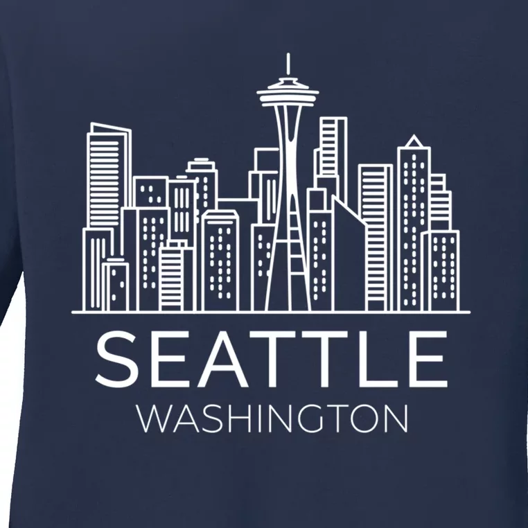 Seattle Washington Downtown Skyline Hoodie Souvenir Hoodie Ladies Long Sleeve Shirt