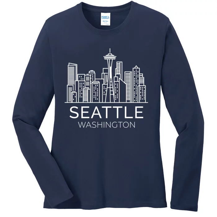 Seattle Washington Downtown Skyline Hoodie Souvenir Hoodie Ladies Long Sleeve Shirt