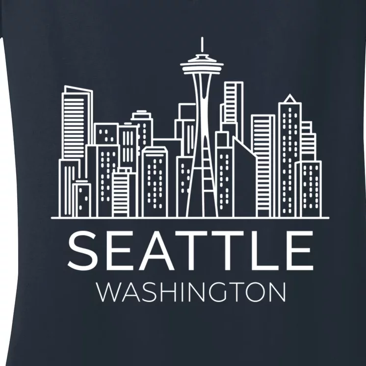 Seattle Washington Downtown Skyline Hoodie Souvenir Hoodie Women's V-Neck T-Shirt