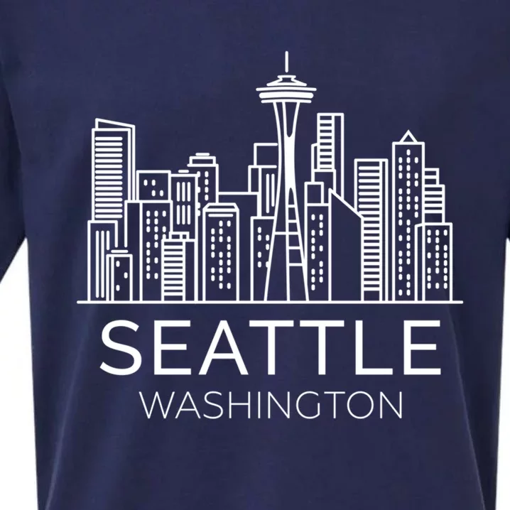 Seattle Washington Downtown Skyline Hoodie Souvenir Hoodie Sueded Cloud Jersey T-Shirt