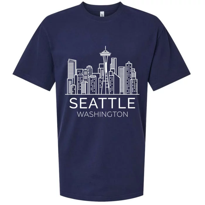 Seattle Washington Downtown Skyline Hoodie Souvenir Hoodie Sueded Cloud Jersey T-Shirt