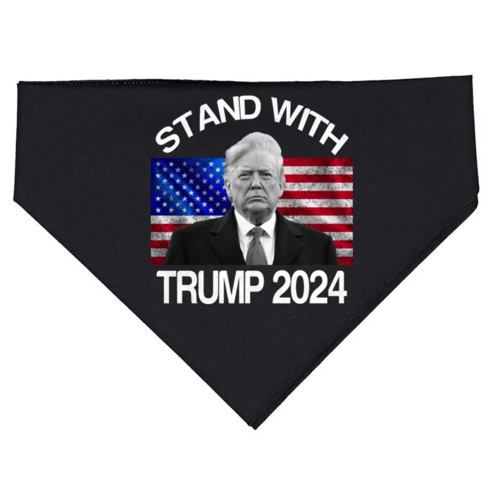 Stand With Donald Trump 2024 Vintage Usa Flag Cool Gift USA-Made Doggie Bandana