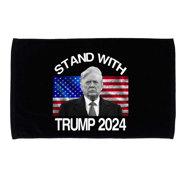 Stand With Donald Trump 2024 Vintage Usa Flag Cool Gift Microfiber Hand Towel