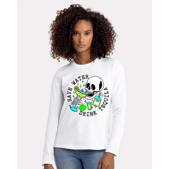 Save Water Drink Tequila Womens Cotton Relaxed Long Sleeve T-Shirt