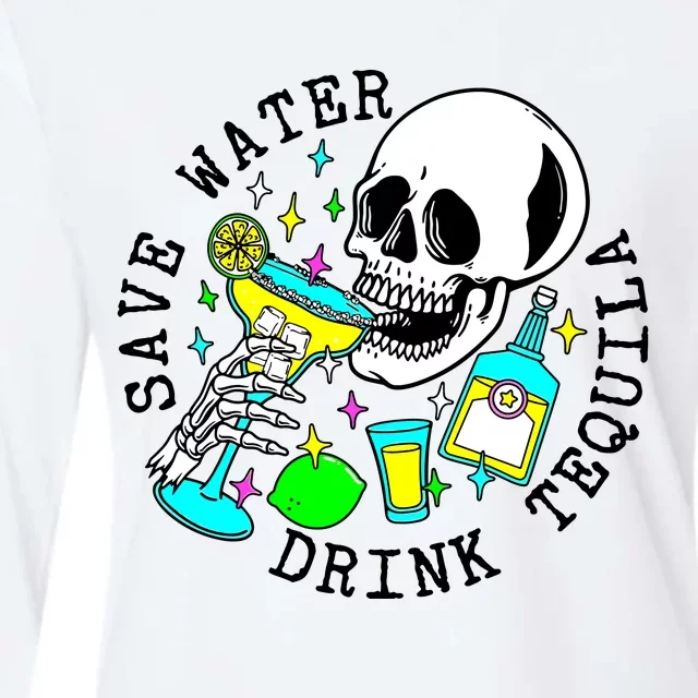 Save Water Drink Tequila Womens Cotton Relaxed Long Sleeve T-Shirt