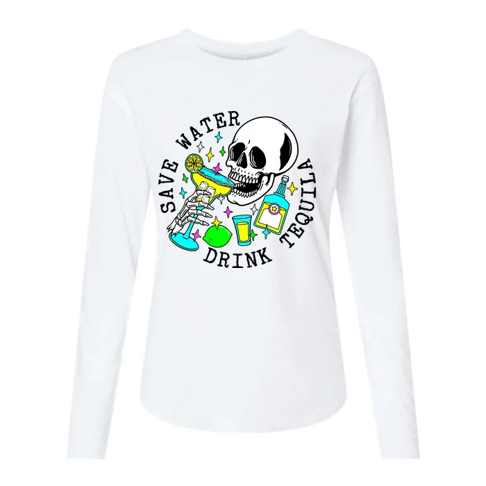 Save Water Drink Tequila Womens Cotton Relaxed Long Sleeve T-Shirt