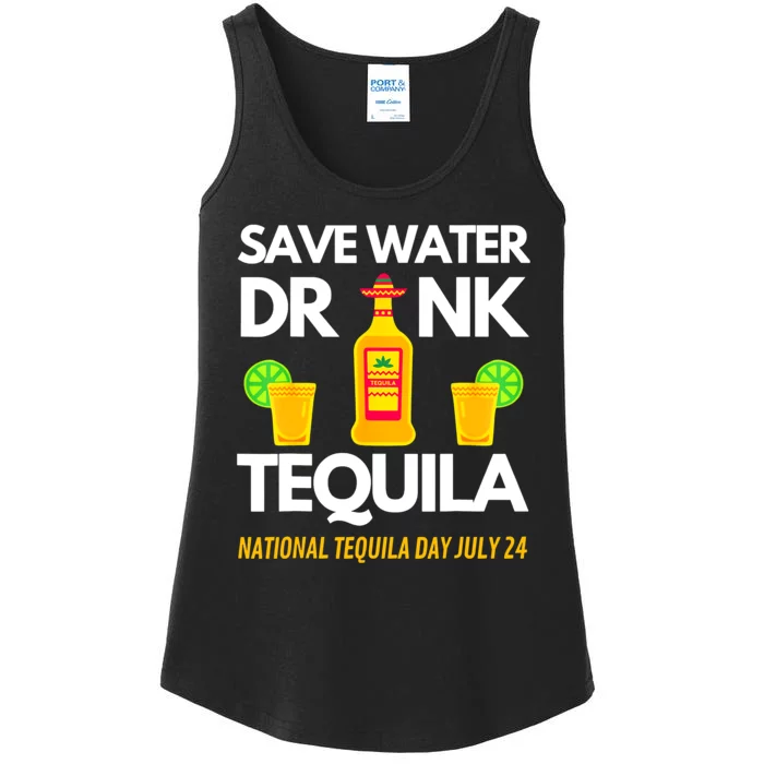 Save Water Drink Tequila National Funny Tequila Day Ladies Essential Tank