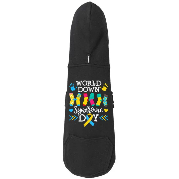 Socks World Down Syndrome Awareness Day Doggie 3-End Fleece Hoodie