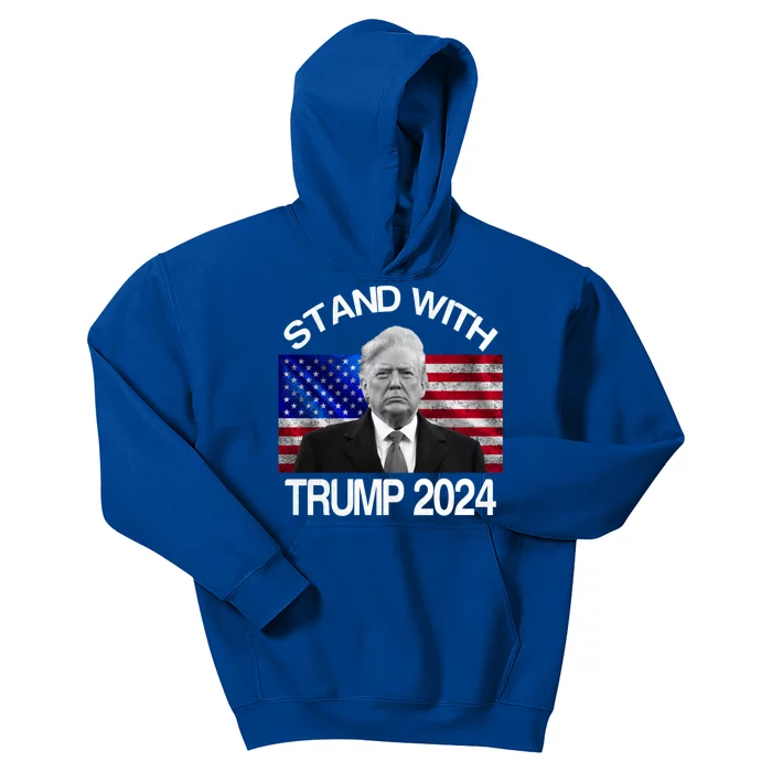 Stand With Donald Trump 2024 Vintage Usa Flag Cute Gift Kids Hoodie