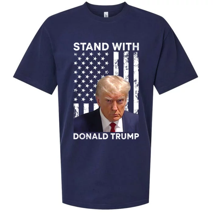 Stand With Donald Trump 2024 American Flag Vintage Patriotic Great Gift Sueded Cloud Jersey T-Shirt