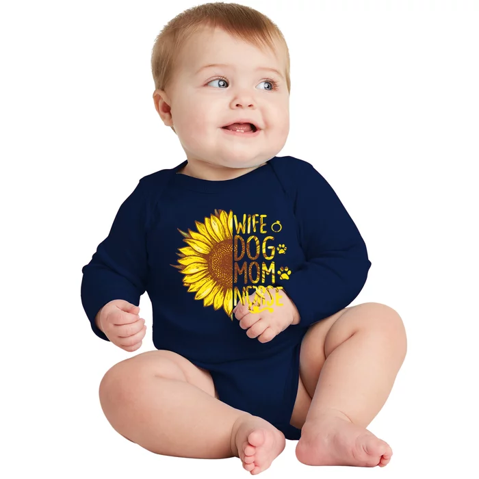 Sunflower Wife Dog Mom Nurse Mothers Day Nurse Day Gift Baby Long Sleeve Bodysuit