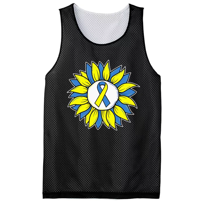 Sunflower World Down Syndrome Awareness Day T21 Mesh Reversible Basketball Jersey Tank