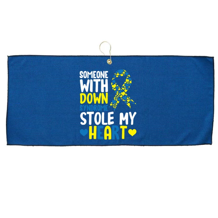 Someone With Down Syndrome Stole My Heart Mom Dad Gift Large Microfiber Waffle Golf Towel