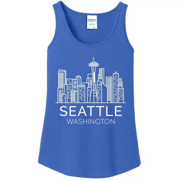 Seattle Washington Downtown Skyline Funny Gift Souvenir Funny Gift Ladies Essential Tank