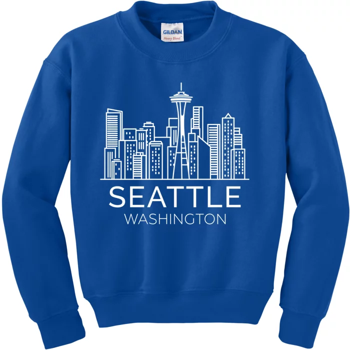 Seattle Washington Downtown Skyline Funny Gift Souvenir Funny Gift Kids Sweatshirt