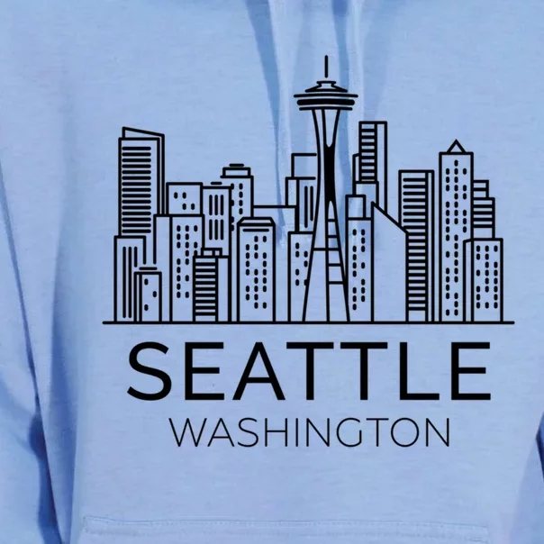 Seattle Washington Downtown Skyline Funny Gift Souvenir Funny Gift Unisex Surf Hoodie