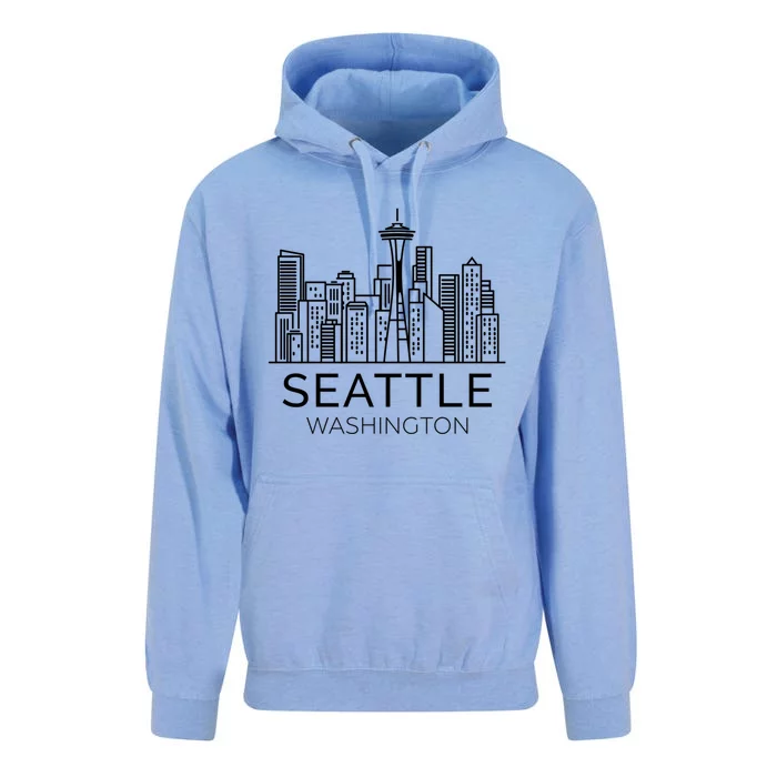 Seattle Washington Downtown Skyline Funny Gift Souvenir Funny Gift Unisex Surf Hoodie