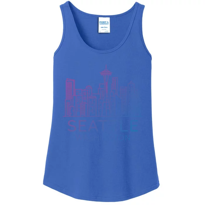 Seattle Washington Downtown Skyline Funny Gift Souvenir Funny Gift Ladies Essential Tank