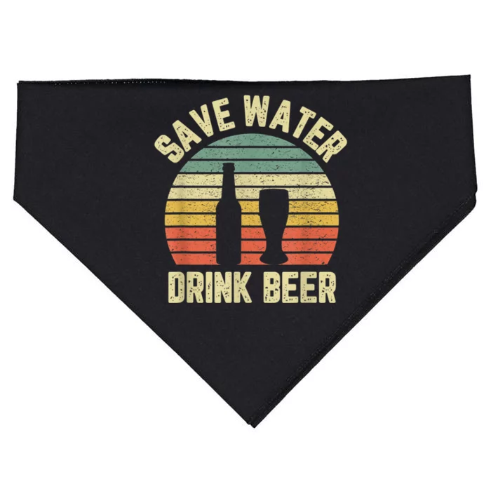 Save Water Drink Beer Retro Funny Beer USA-Made Doggie Bandana